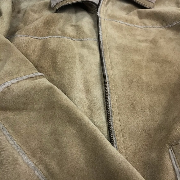 Vintage Trendy Winlit Tan Suede Faux Fur Lined Jacket Size Medium - Picture 12 of 16